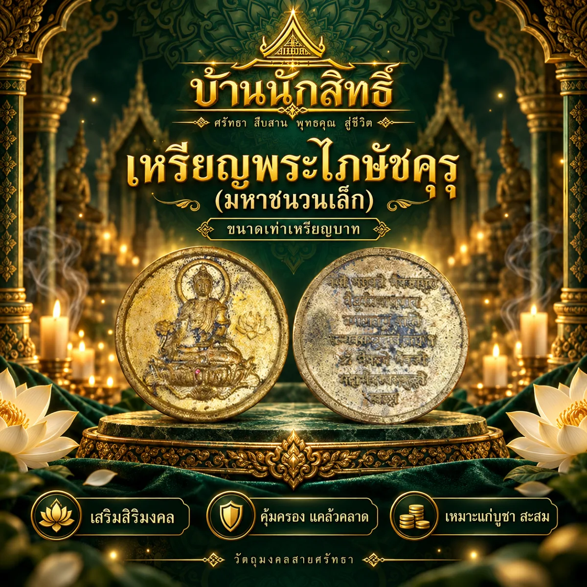 เหรียญพระไภษัชคุรุ (มหาชนวนเล็ก) เท่าเหรียญบาท